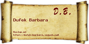 Dufek Barbara névjegykártya